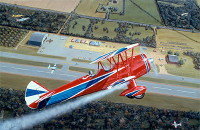 "Airshow" - Sam Lyons - Super Stearman Aviation Art