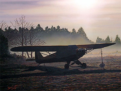 "Anticipation" - Sam Lyons - Piper J-3 Cub Aviation Art