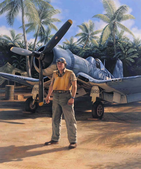 "Pappy" - Jim Laurier - F4U Corsair VMF-214 Black Sheep Aviation Art