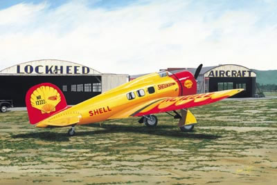 "SHELLLIGHTNING" - Sam Lyons - Lockheed Orion 9C Aviation Art