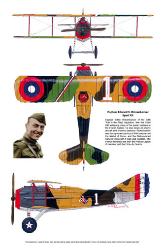 "Spad XIII - Captain Eddie Rickenbacker" - Ernie Boyette - Aviation Art