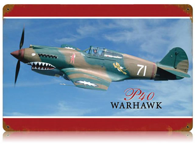 "P-40 Warhawk" Vintage Metal Sign