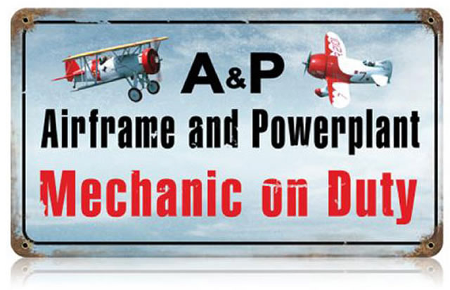 "Airframe and Powerplant" Vintage Metal Sign