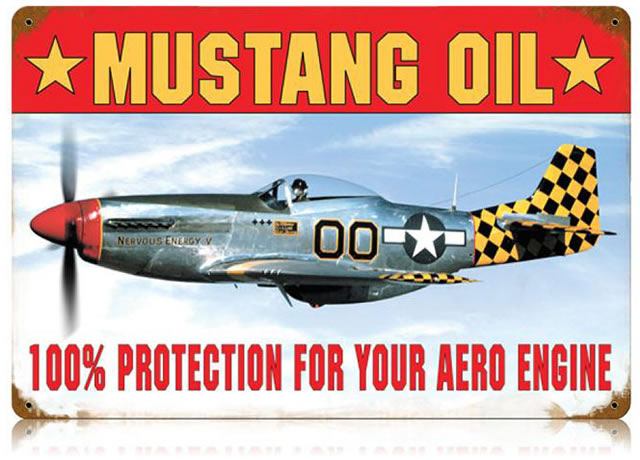 "Mustang Oil" Vintage Metal Sign