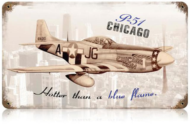 "P-51 Chicago" Vintage Metal Sign