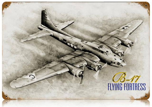 "B-17 Flying Fortress" Vintage Metal Sign