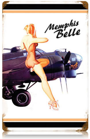 "Memphis Belle White" Vintage Metal Sign