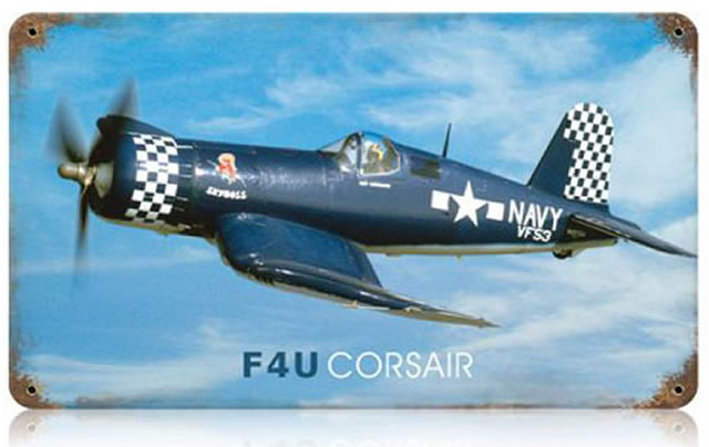 "F4U Corsair" Vintage Metal Sign