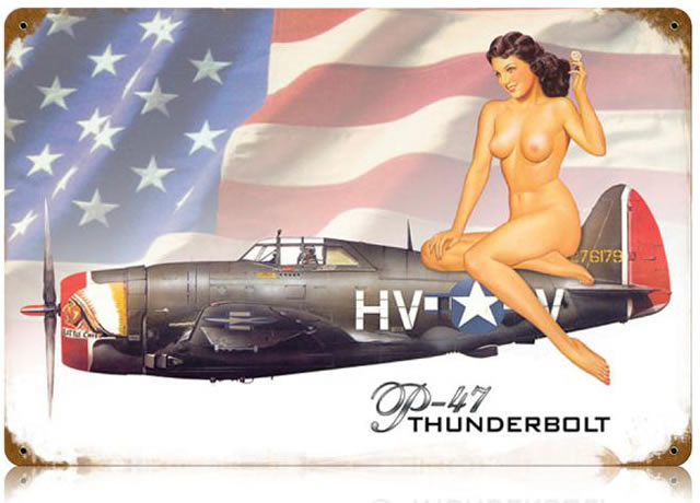 "P-47 Nude" Vintage Metal Sign