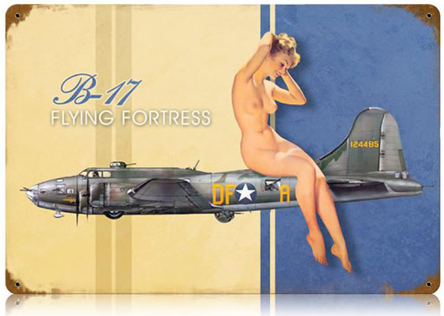 "B-17 Nude" Vintage Metal Sign