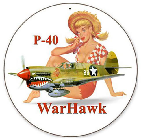 "P-40 Warhawk" Vintage Metal Sign