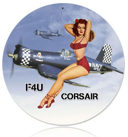 "Corsair Pinup" Vintage Metal Sign