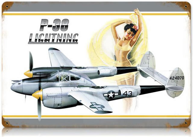 "P-38 Bikini" Vintage Metal Sign