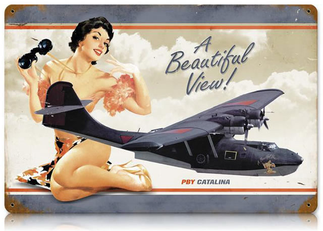 "PBY Beautiful" Vintage Metal Sign