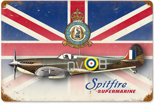 "Spitfire Union Jack" Vintage Metal Sign