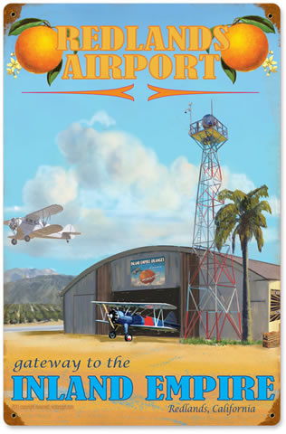 "Redlands Airport" Vintage Metal Sign