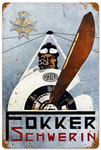 "Fokker Schwerin" Vintage Metal Sign